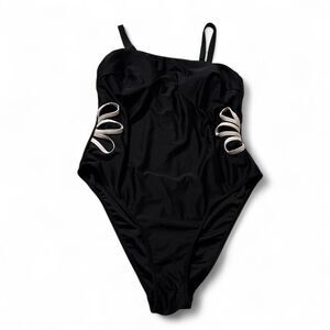 Black One Piece Swimsuit Women's 1XL Cutout Plus Size
